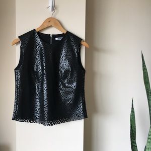 DKNYC Leather Cut Out Top